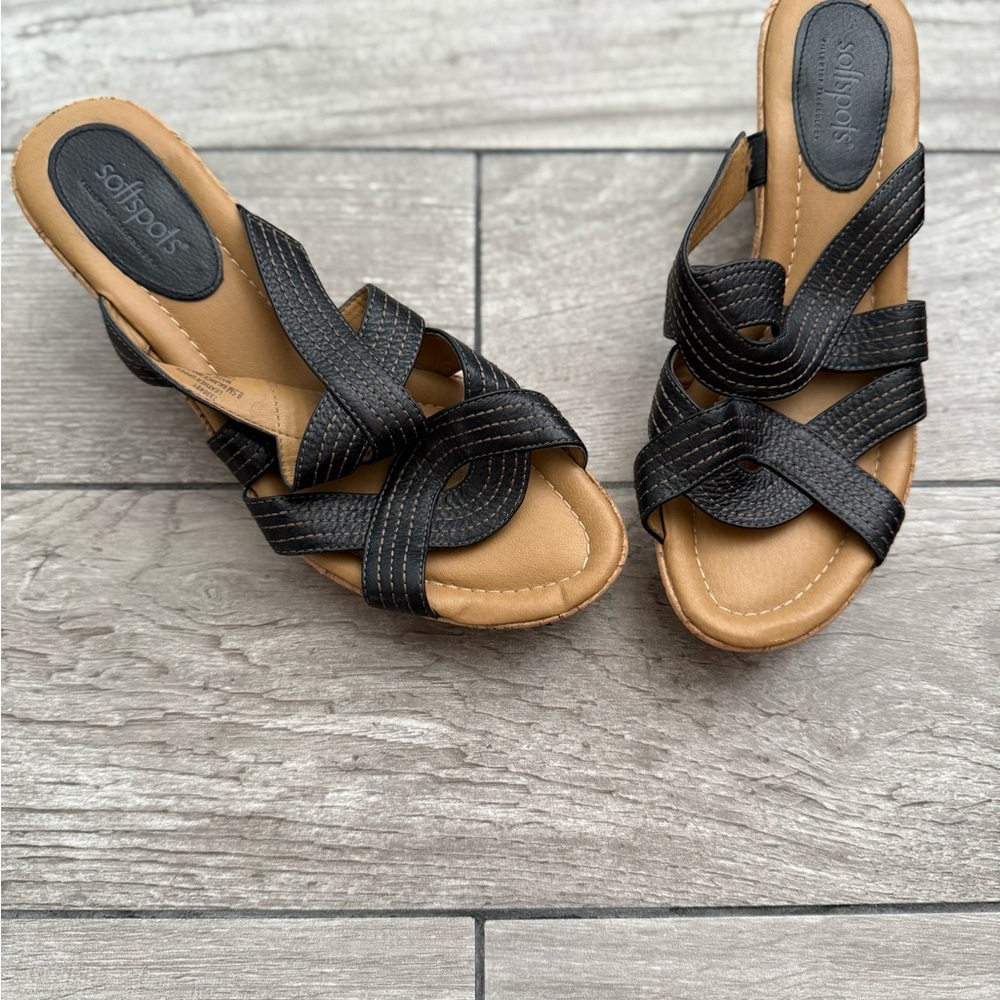 Softspots Women's QVC Black Sandals, 8.5M
